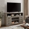 Traditional TV Media Stand Farmhouse Rustic Entertainment Console for TV Up to 65" with Open and Closed Storage Space, Light Gray, 60"W*15.75"D*34.25"