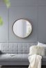 31.5" Round Pine Wood Mirror, Wall Mounted Mirror Home Decor for Bathroom Living Room