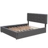 Upholstered Platform Bed with 2 Drawers and 1 Twin XL Trundle, Linen Fabric, Queen Size - Dark Gray