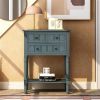 Narrow Console Table, Slim Sofa Table with Three Storage Drawers and Bottom Shelf for Living Room, Easy Assembly (Navy)