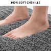 Chenille Bath Rugs Mat for Bathroom Slip-Resistant Shag Extra Soft and Absorbent Bath Rug for Shower Room Machine-Washable Fast Dry ( Dark Gray; 60" x