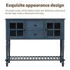 Sideboard Console Table with Bottom Shelf, Farmhouse Wood/Glass Buffet Storage Cabinet Living Room (Antique Navy)