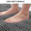 Non Slip Chenille Bath Mat for Bathroom Rugs 40" x 60"; Extra Soft and Absorbent Microfiber Shag Rug; Machine Wash Dry; Shower; and Room- Dark Gray