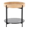 Daniella Contemporary End Table in Black Metal and Natural Wood with Black Marble Accent by LumiSource