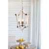 4 - Light Wood Chandelier, Hanging Light Fixture with Adjustable Chain for Kitchen Dining Room Foyer Entryway, Bulb Not Included