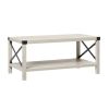 Farmhouse Metal-X Coffee Table with Lower Shelf - Stone Grey