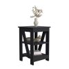 Taylor 3-Tier End Table/Nightstand, Side Table for Small Space, Black