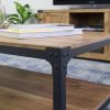 Modern Industrial Metal and Wood Coffee Table with Lower Shelf - Barnwood