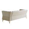 Modern Tufted Velvet Sofa 87.4 inch for Living Room Beige Color