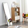 Brown Solid Wood Frame Full-length Mirror, Dressing Mirror, Bedroom Home Porch, Decorative Mirror, Clothing Store, Floor Mounted Large Mirror