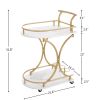 2-Tier Bar Cart, Mobile Bar Serving Cart, Industrial Style Wine Cart for Kitchen, Beverage Cart with Wine Rack and Glass Holder