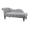 1pc Modern Traditional Chaise Button Tufted Detail Dove Gray Upholstery Style Comfort Living Room Furniture Espresso Finish Legs