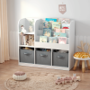 Kids Bookcase and Bookshelf, Multifunctional Bookcase with 3 Collapsible Fabric Drawers, Bookcase Display Stand, Toy Storage Organizer for Bedroom