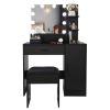 FCH Large Vanity Set with 10 LED Bulbs; Makeup Table with Cushioned Stool; 3 Storage Shelves 1 Drawer 1 Cabinet; Dressing Table Dresser Desk for Women