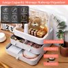 3 Tiers Makeup Organizer Cosmetic Storage Box with Dustproof Waterproof Lid Portable Handle Drawers Cosmetic Display Case for Bathroom Bedroom Dressin