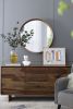 31.5" Round Pine Wood Mirror, Wall Mounted Mirror Home Decor for Bathroom Living Room