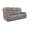 Modern Living Room 1pc Double Reclining Sofa Polished Microfiber Upholstery, Plush Seating, Grayish Brown Solid Wood Frame Furniture