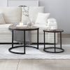 Set of 2 Coffee Table Nesting Side Round End Table Top Sturdy Metal Frame Desk Centerpiece Living Room Bedroom Apartment Modern Industrial Simple Nigh