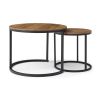 Set of 2 Coffee Table Nesting Side Round End Table Top Sturdy Metal Frame Desk Centerpiece Living Room Bedroom Apartment Modern Industrial Simple Nigh