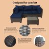 Patio Furniture Set 5 Pieces Wicker Outdoor Conversation Set All-Weather Sectional Patio Sofa with Water Resistant Thick Cushions and Coffee Table for