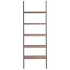 5-Tier Leaning Shelf Dark Brown and Black 25.2"x13.8"x72.8"