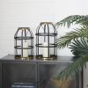 DecMode 2 Holder Black Metal Decorative Candle Lantern with Handle, Set of 2