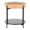 Daniella Contemporary End Table in Black Metal and Natural Wood with Black Marble Accent by LumiSource