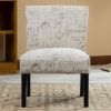 Botticelli English Letter Print Fabric Armless Contemporary Accent Chair