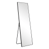 Aluminum alloy thin edged rectangular black full-length mirror with stand 64 * 21 * 1 inch Bathroom Vanity Mirror for Bedroom Entryway