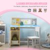 Qaba Toddler Desk and Chair Set, Kids Writing Desk Study Table for Children with Whiteboard, Storage Cabinet, Child Furniture, Art Gifts for Kids