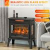 HOMCOM Electric Fireplace Stove, 24" Freestanding Electric Fireplace Heater with Remote, Realistic 3D Flame Effect, Thermostat, Overheat Protection