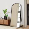 Aluminum alloy thin edged right angled arched black full-length mirror with stand 71 *31 * 2 inch Bathroom Vanity Mirror for Bedroom Entryway