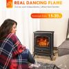 HOMCOM 22" Electric Fireplace Heater, Freestanding Fire Place Stove with Realistic LED Flames and Logs, and Overheating Protection, 750W/1500W, Black