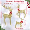 3 Pieces 2D Lighted Christmas Deer Family Set Indoor Outdoor Light Up Reindeer Decorations Lighted Buck Doe Fawn Display with 8 Lighting Modes