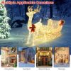 6 Feet Christmas Lighted Reindeer and Santa's Sleigh Decoration with 4 Stakes