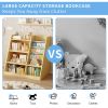 Wooden Toy Storage Organizer Cabinet Natural/ Wood Kids Bookshelf Children Bookcase Toddler Baby Sling Book Rack Adjustable Shelf for Playroom Bedroom