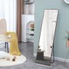 Brown Solid Wood Frame Full-length Mirror, Dressing Mirror, Bedroom Home Porch, Decorative Mirror, Clothing Store, Floor Mounted Large Mirror