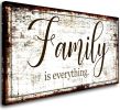 Family is Everything Wall Decor-Rustic Family Quote Print Canvas for Farmhouse-Family Signs Canvas Wall Art-Retro Artwork Wall Decoration for Living R