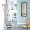 Brown Solid Wood Frame Full-length Mirror, Dressing Mirror, Bedroom Home Porch, Decorative Mirror, Clothing Store, Floor Mounted Large Mirror