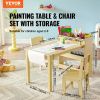 VEVOR Kids Art Table and 2 Chairs, 2-in-1 Toddler Craft and Play Activity Table, Wood Toddler Table and Chair Set with A Cabinet for Art, Craft