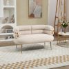 COOLMORE Small Loveseat Sofa, Upholstered Mini Couch with Curved Backrest with Stylish Golden Decor