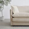 Comfy Deep Single Seat Sofa Upholstered Reading Armchair Living Room Chair Beige Chenille Fabric , 1 Toss Pillow