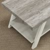 Athens Contemporary Two-Tone Wood Shelf End Table in Weathered Gray and Beige