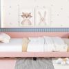 Twin Size Upholstered Daybed with Carton Ears Shaped Headboard, Pink