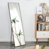 Brown Solid Wood Frame Full-length Mirror, Dressing Mirror, Bedroom Home Porch, Decorative Mirror, Clothing Store, Floor Mounted Large Mirror