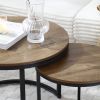 Set of 2 Coffee Table Nesting Side Round End Table Top Sturdy Metal Frame Desk Centerpiece Living Room Bedroom Apartment Modern Industrial Simple Nigh