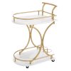 2-Tier Bar Cart, Mobile Bar Serving Cart, Industrial Style Wine Cart for Kitchen, Beverage Cart with Wine Rack and Glass Holder