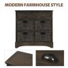 Rustic Storage Cabinet with Two Drawers and Four Classic Rattan Basket for Dining Room/Living Room (Brown Gray)