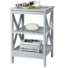 3-Tier Nightstand End Table with X Design Storage