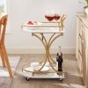 2-Tier Bar Cart, Mobile Bar Serving Cart, Industrial Style Wine Cart for Kitchen, Beverage Cart with Wine Rack and Glass Holder